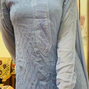 Blue Embroidered Kurta Set (Women's)