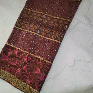 Half & Half Georgette Half Net Saree