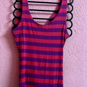 Purple And Fuschia Pink Ribbed Dress