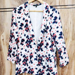 White Printed Coat Size-36