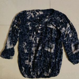 Dark Blue Abstract Design Top