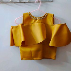 Mustard Crop Top And Long Skirt