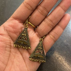 Golden Stylish Triangle Shape Earrings For Women