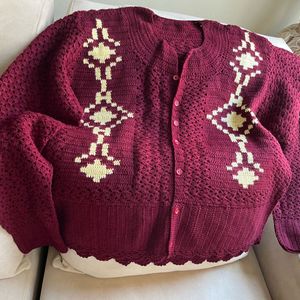 Set Of Crochet Handmade Sweater And Cap