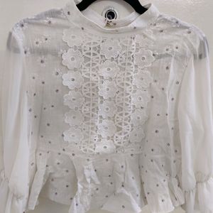 White Korean Top With Lace