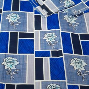 New Blue Floral Bedsheet With 2 Pillow Covers