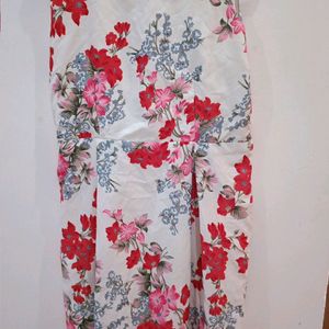 Beutiful White Frock With Red Rosses For Womens