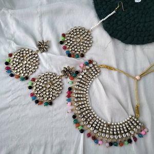 Multicolored Kundan necklace Set