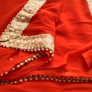 Heavy Pearl Border Saree