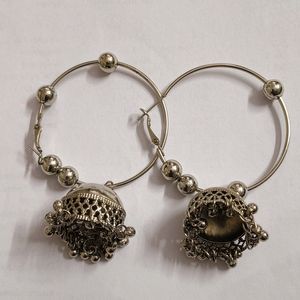 Silver Round Jhumka