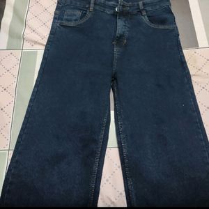 Dark Blue Straight Jeans For Women Girls