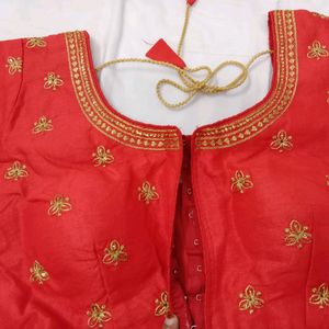 Banglori Silk Embroidery Work Red Blouse