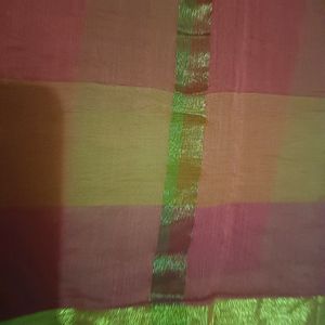 Multi Colour Checked Saree With Blouse