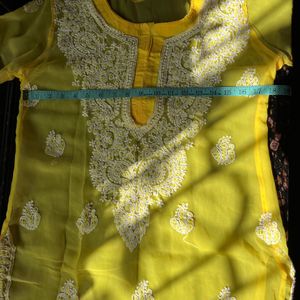 Yellow Chikankari kurta with inner