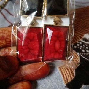 Red Black Earrings