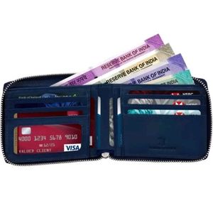 Men Trendy Blue Round Ziper Wallet