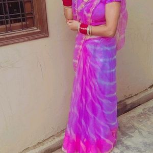 Pink Organza Saree