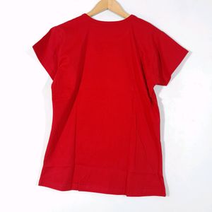 Red Round Neckline  T-Shirt(Women's)