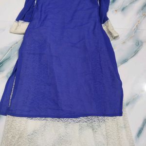 Real Mirror Work Gown Blue White