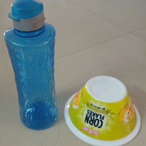 Water Bottle With Cornflakes Bowl