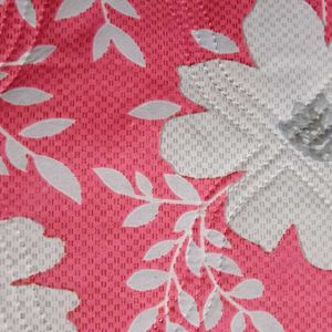 Light Pink Color With White Flower Print Bed Sheet