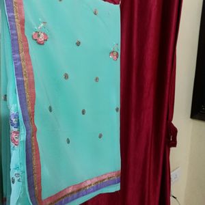 Combo Orange & Cyan Saree