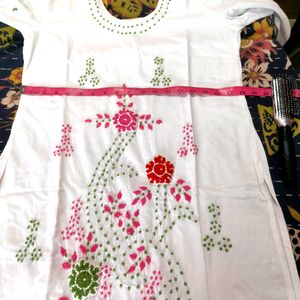 White Beautiful Cotton With Wonderfull Kadha