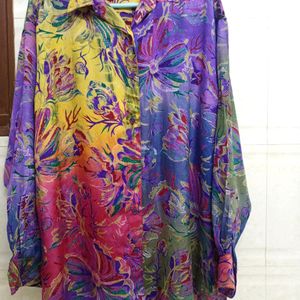 Multicolour Floral print Plus Size Shirt For Women