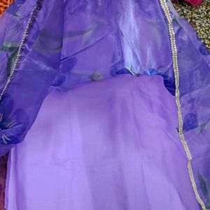 New Shiny Organza Flared Kurtha With Dupatta.N