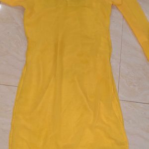 Yellow Kurti With Long Duptta