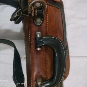 Used Genuine Leather Unisex Office Bag In Good Con