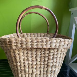 Handwoven Bag with bamboo handles