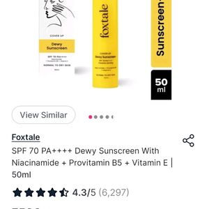 Foxtale Coverup Dewy Sunscreen Spf 70 PA++++