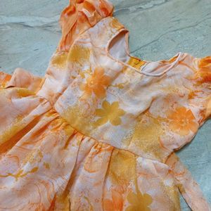 Cute Orange Dress For Baby Girl