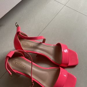 Neon Pink Heeled Sandals