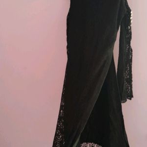 Black Additional  Long Cut Shoulder Kurti