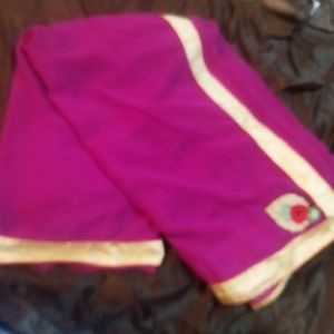 Purple Saree,with Golden Lace