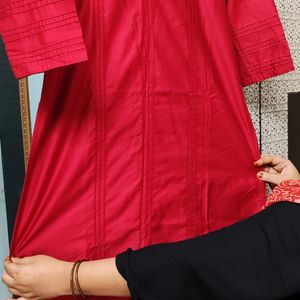 Red Color Apple Cut Stiched Kurti