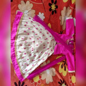 Lehengaa #kidswear Pink And White Colour