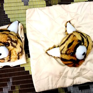 Rich Look Lion Fur Face Cushion Cover 2 Piece Set