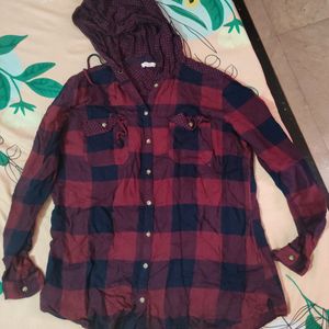 Hooded Plaid Shirt