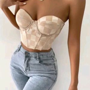 Shein Corset Style Top With Ribbon Back