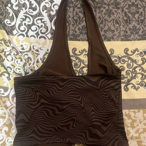 Halter Neck Brown Top