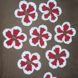 Red White Crochet Flowers