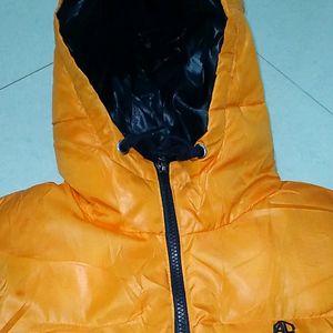 Orange Puffer Jacket Half Sleeve