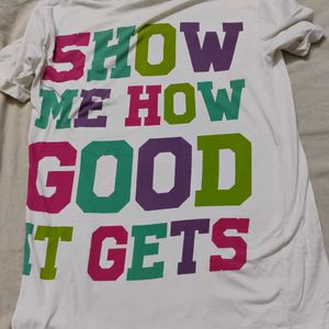 White Oversized T Shirts With Colourful Letters