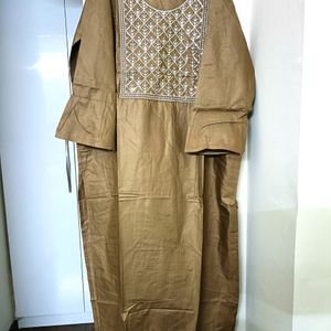 Sequence Neck Work Stitched Copper Kurta