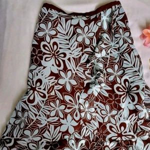 Coffee Brown Floral Skirt