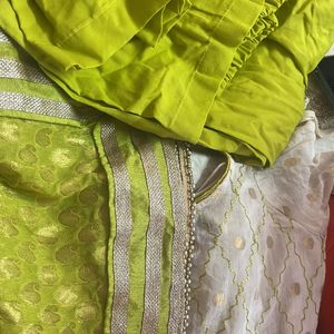 Fluorescent Green Kurta Set With Good Dupatta