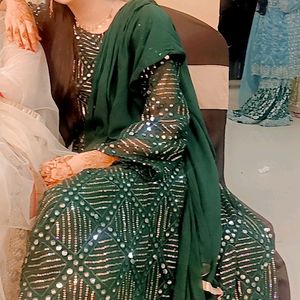 Dark Green Gown For Girls Totally New